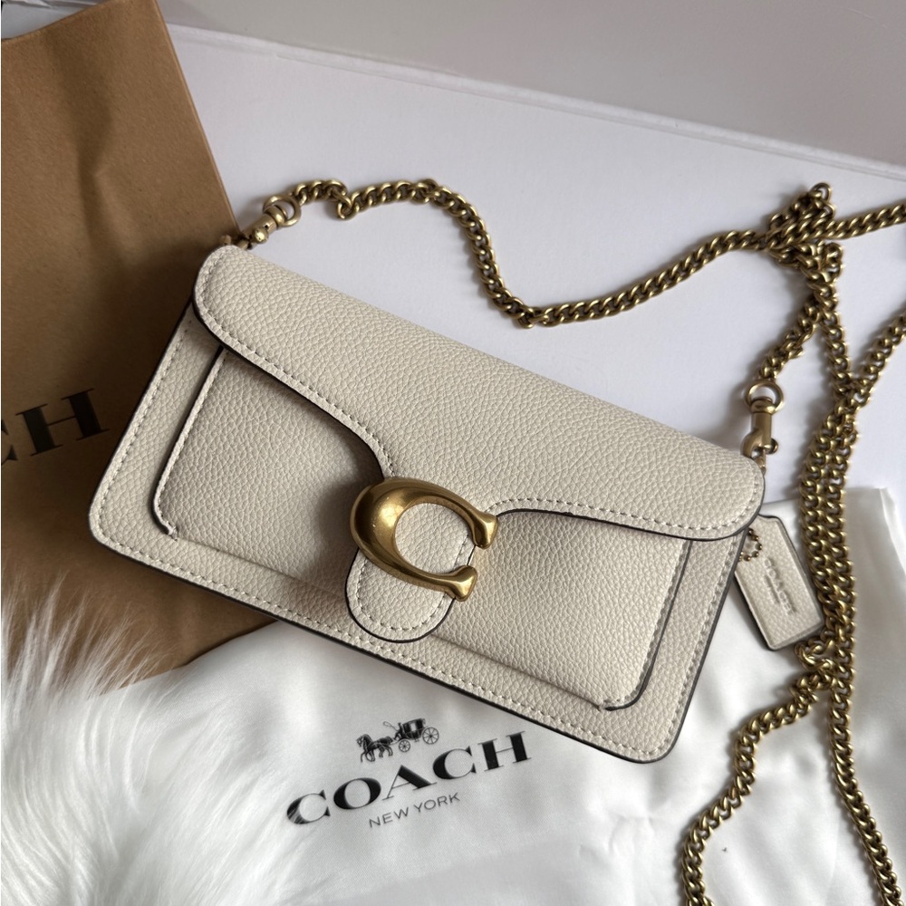 Coach Tabby 19 Leather Crossbody Cream Bag with Gold Chain NEW unused, dust bag